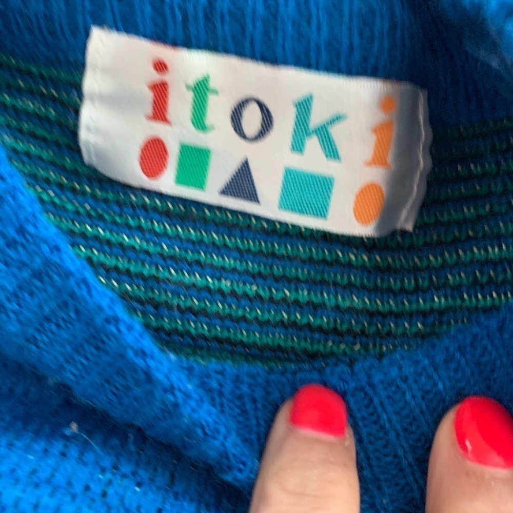 Vintage Y2K Itoki Japanese Tokyo Sakura Sweater Dress Blue - Picture 9 of 11